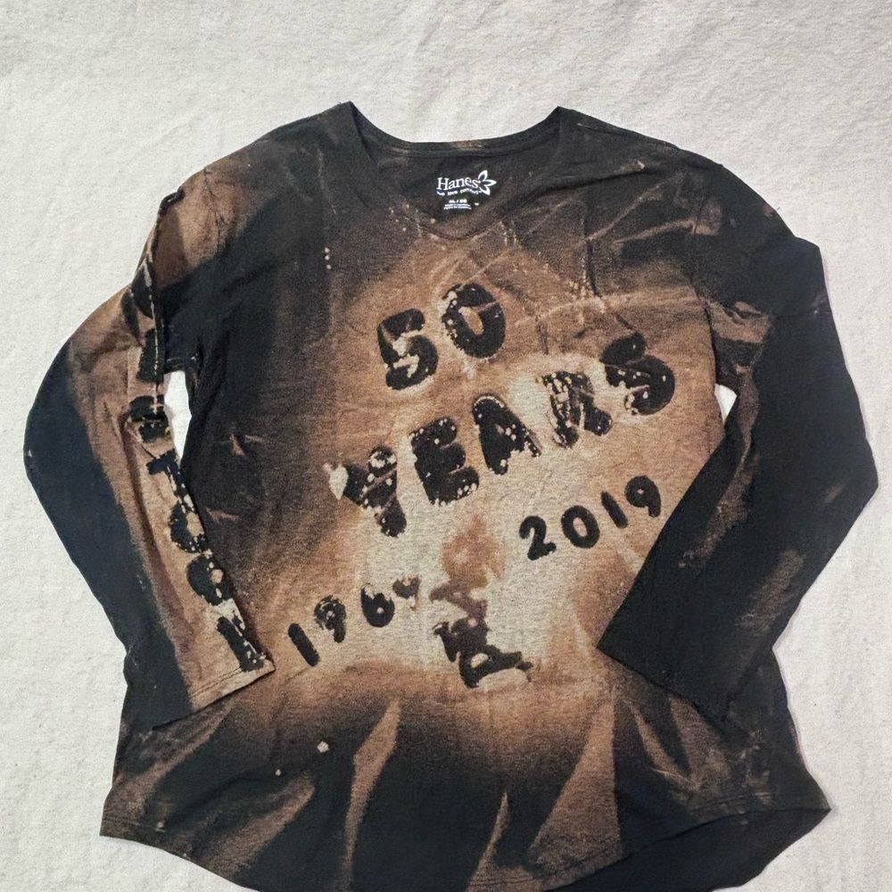 Hanes Black and Brown Woodstock 50 Years Long Sleeve Tee